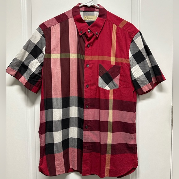 Burberry Other - Burberry Check short sleeve button up, discontinued Red pattern, Size Large